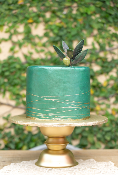 Green metallic wedding cake
