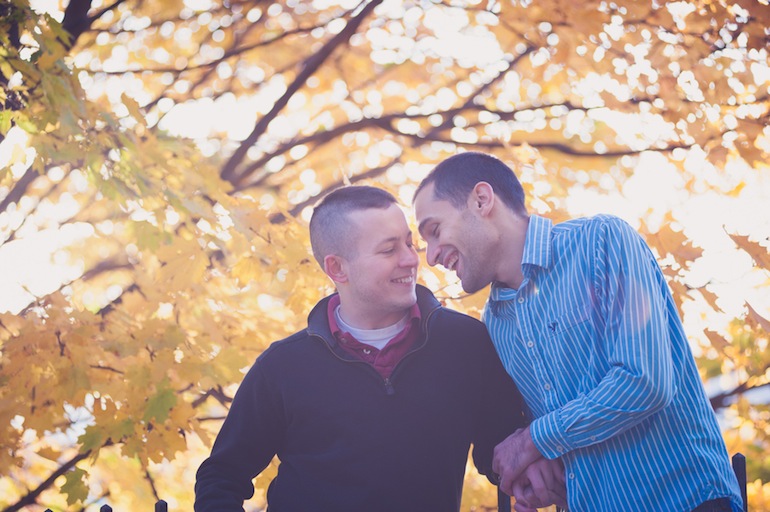 coffee shop Boston gay engagement photography session
