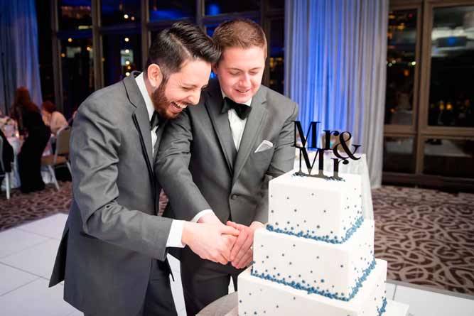 Navy and Gray Chicago Winter Gay Wedding