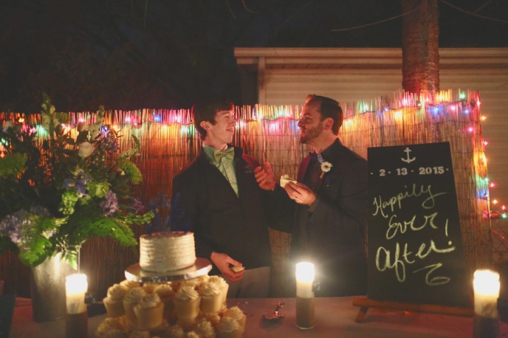 romantic backyard gay wedding