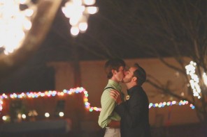 romantic backyard gay wedding