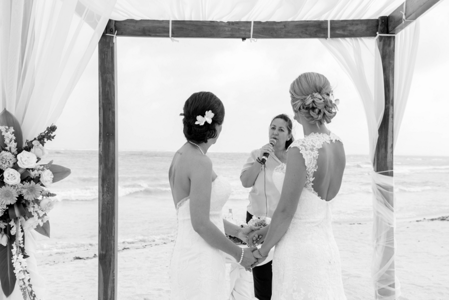Two Brides Sunset Beach Destination Wedding | Mexico