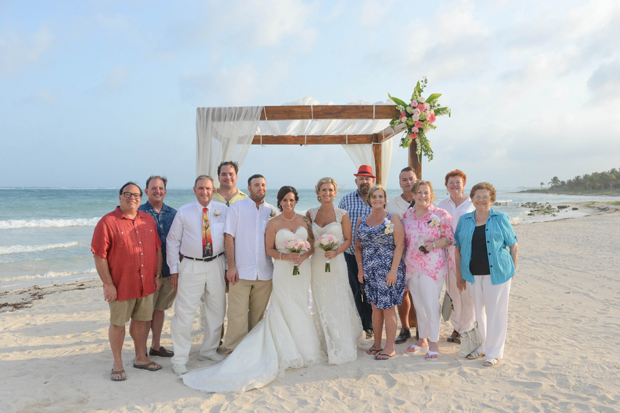 Two Brides Sunset Beach Destination Wedding | Mexico