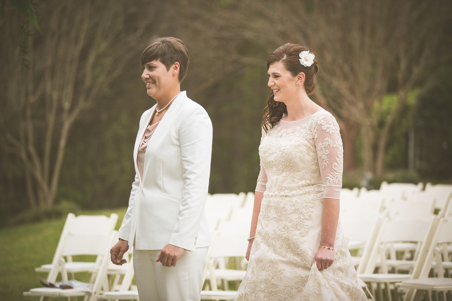 Blush And Coral South Carolina Lesbian Wedding