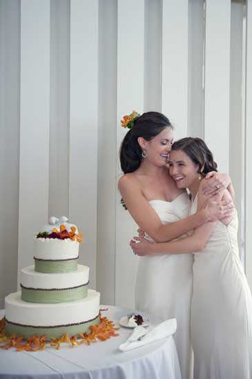Romantic seaside Rhode Island wedding lesbian wedding same-sex wedding two brides Photography: Carla Ten Eyck Photography Venue: Belle Mer