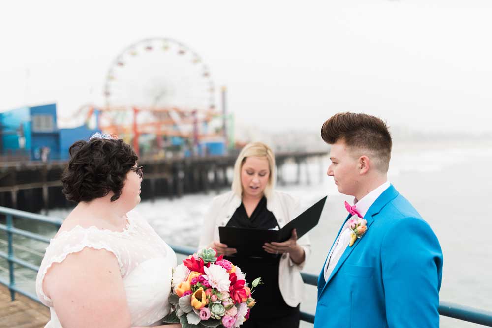 Retro carnival wedding at the Santa Monica Pier