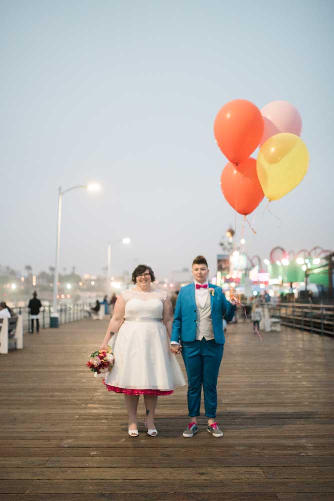 Retro carnival wedding at the Santa Monica Pier