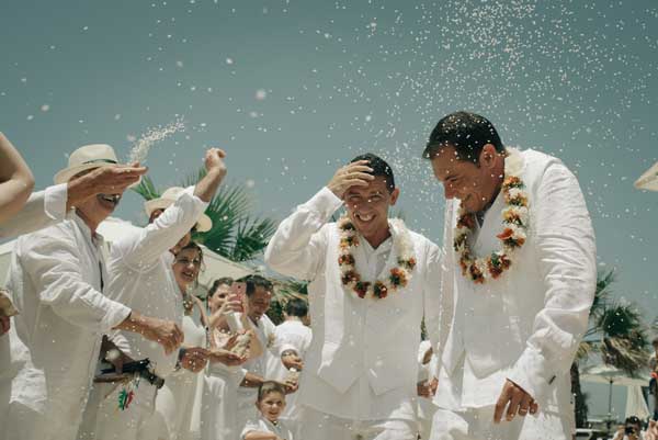 All white summer beach wedding in Spain
