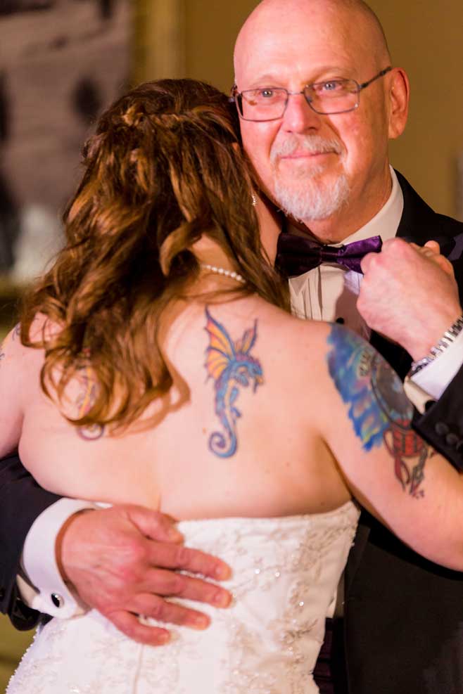 Catholic + Jewish same-sex wedding | The Siena Hotel, Chapel Hill, NC | AO&JO Photography - father daughter dance - tattoos - bridal
