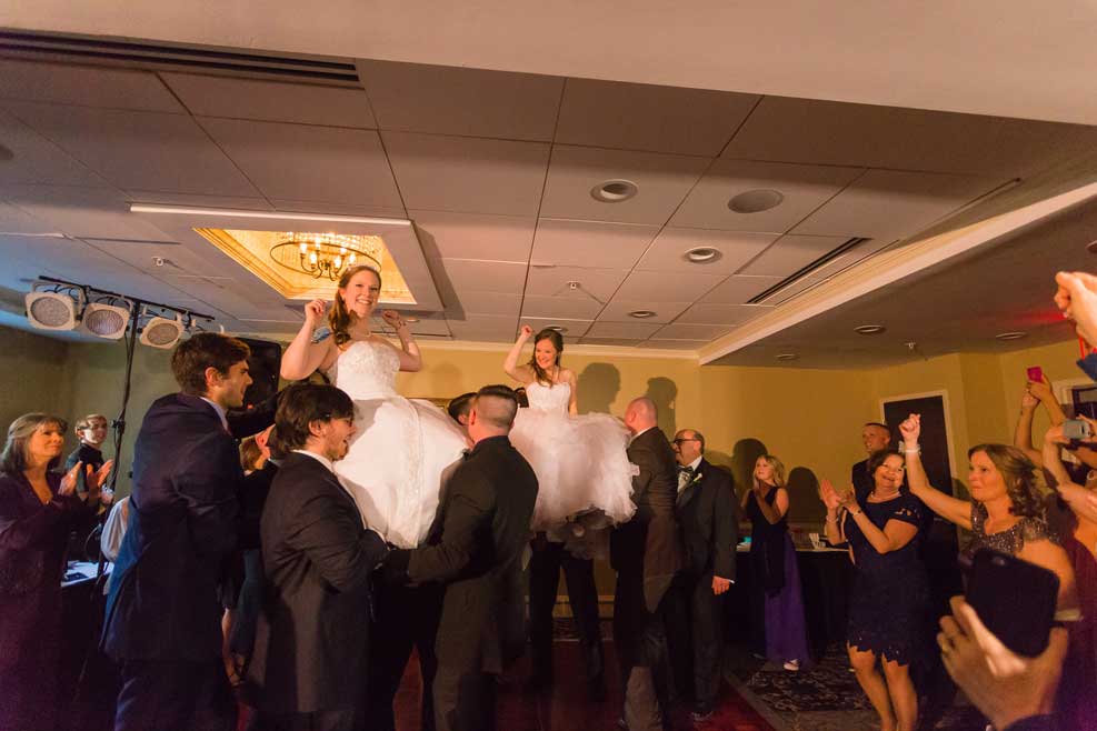Catholic + Jewish same-sex wedding | The Siena Hotel, Chapel Hill, NC | AO&JO Photography - hora chair dance