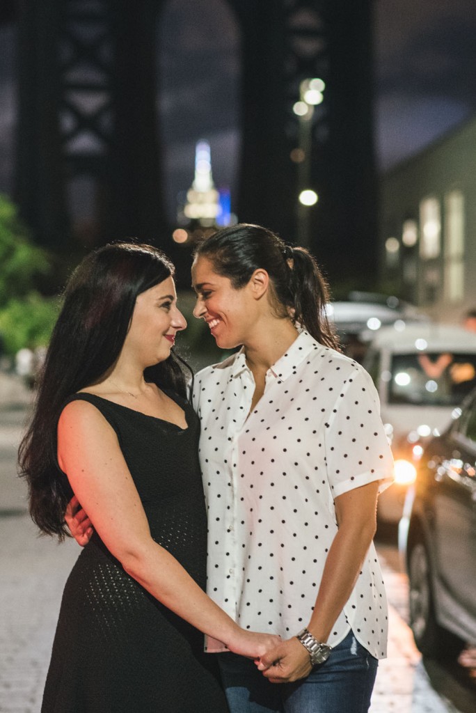Brooklyn Bridge lesbian engagement shoot