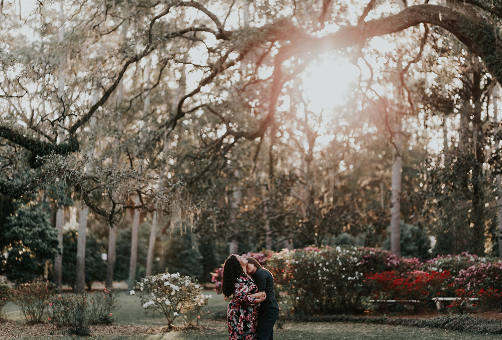 Cancun proposal with spring floral engagement shoot