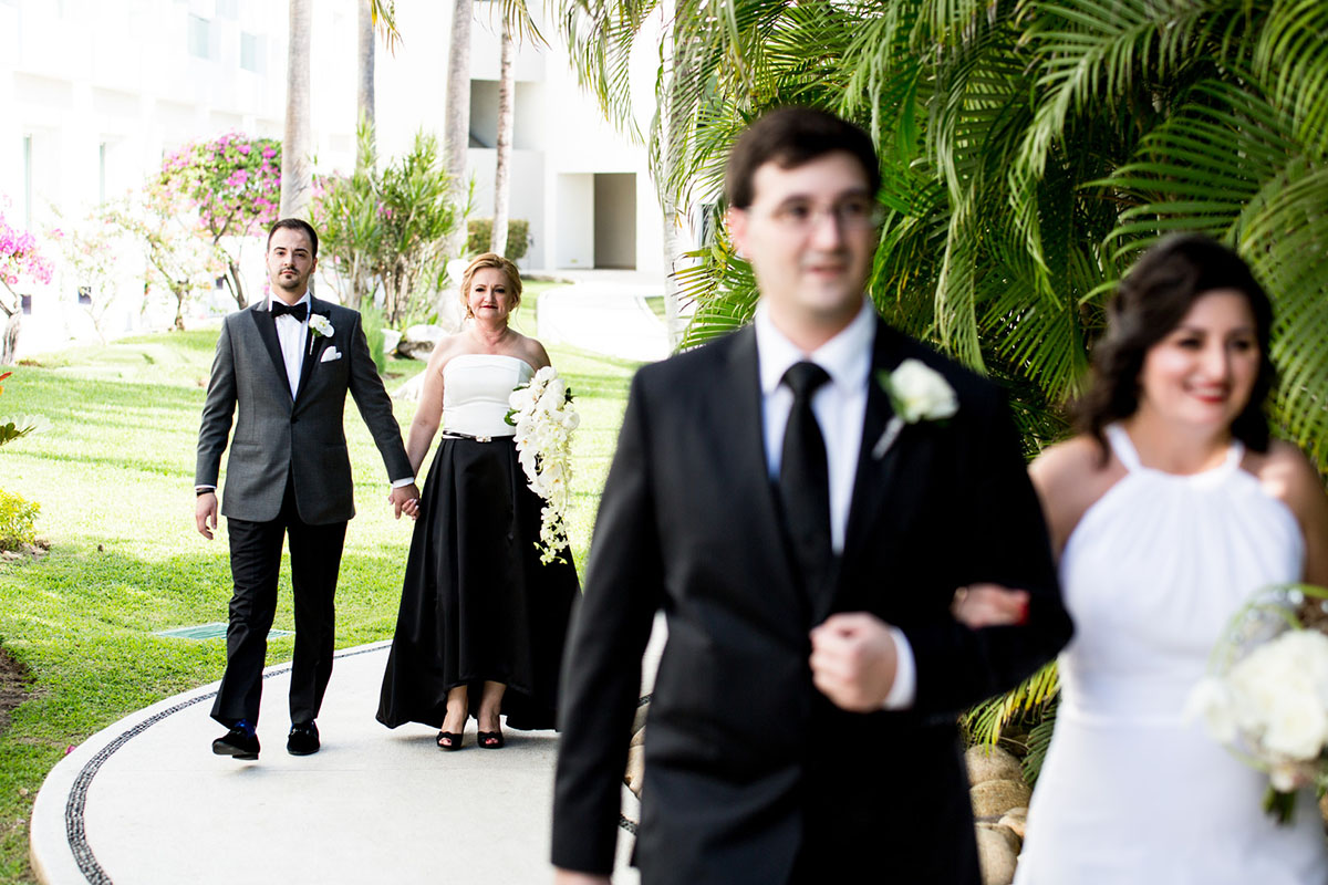 Gay wedding in Puerto Vallarta, Mexico black tie attendees