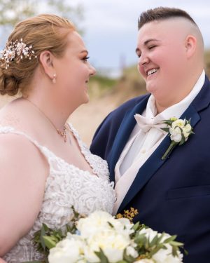 Muskegon Lesbian Wedding Portrait with Two Brides