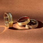 Gold Bands with Stone and Wood Inlays
