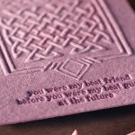 Lucasano Creative embossed wedding stationery.