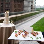 Hors d'oeuvres and cake on Weill Terrace