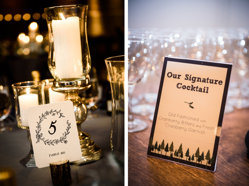 wedding table numbers and signature cocktail description