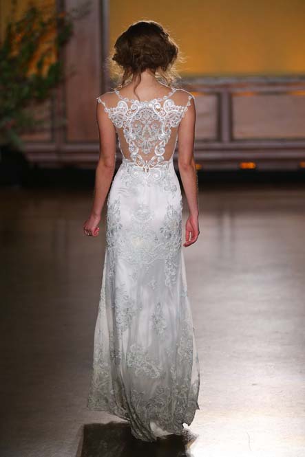 NEW YORK, NY - OCTOBER 08: A model walks during the Claire Pettibone Bridal Fall/Winter 2016 Presentation at The Prince George Ballroom on October 8, 2015 in New York City.