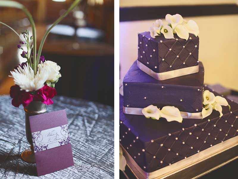cushion-chocolate-wedding-cake-green-purple-wedding-flowers-alabama