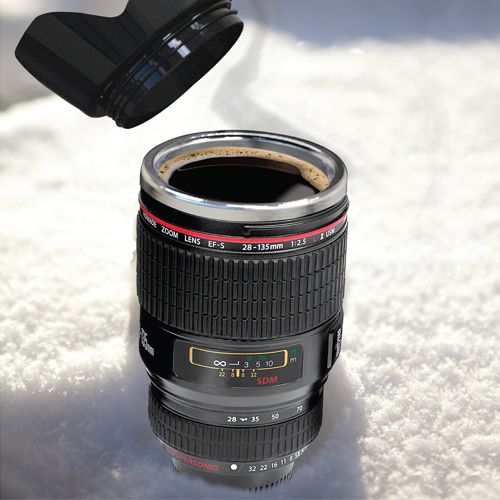 coffee travel mug as camera