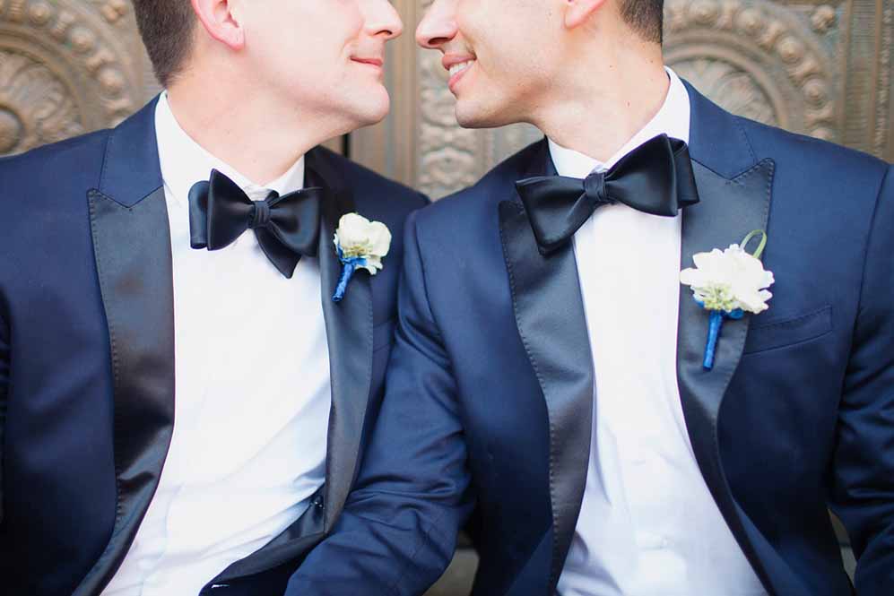 A gorgeous elegant romantic rooftop fall gay wedding for Clay and Ruben in Sacramento, California