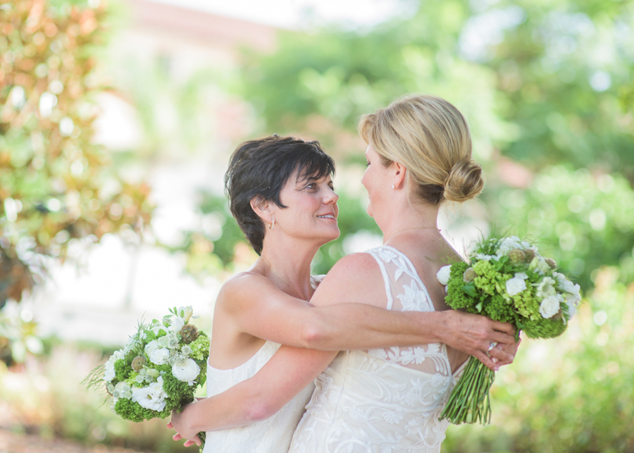 California Green And White Lesbian Wedding