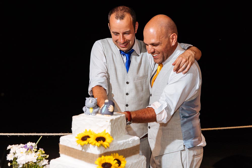 blue and yellow gay destination wedding paros greece