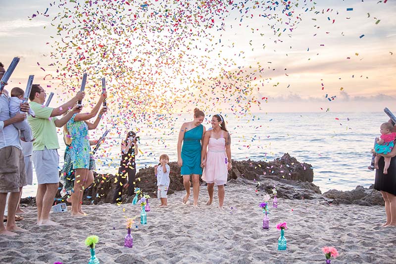 Colorful South Florida sunrise beach wedding