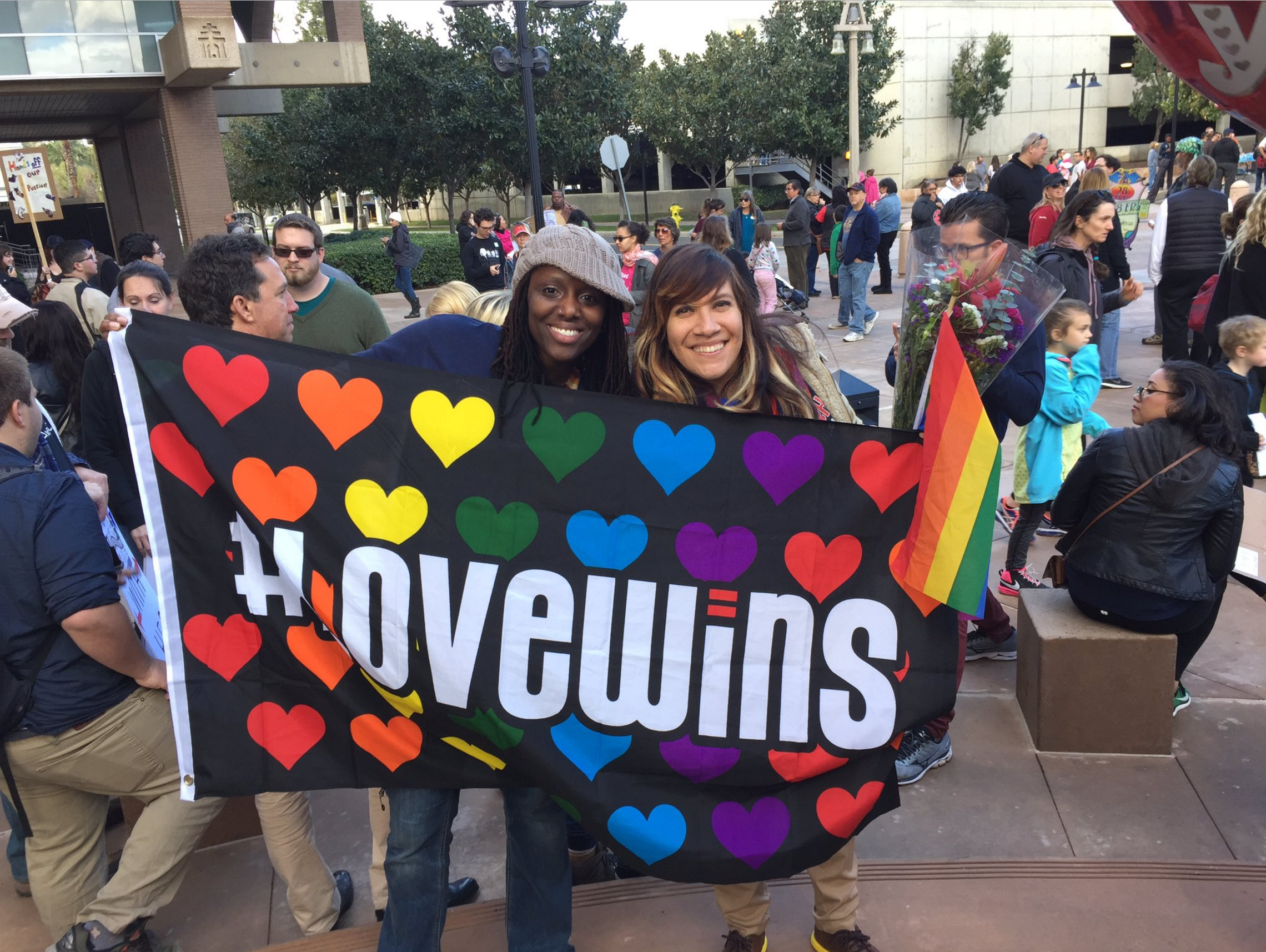 proposal at the women's march in Riverside