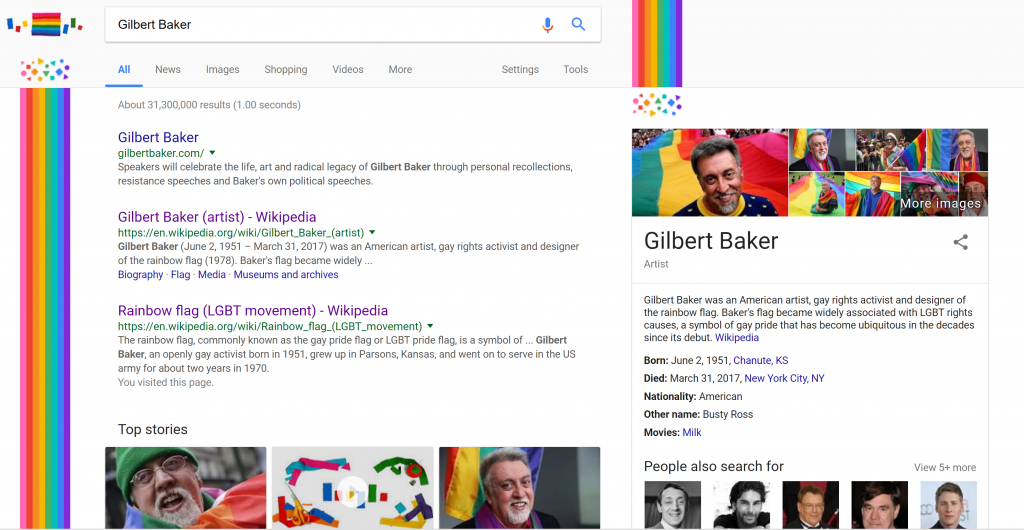 Gilbert Baker search page