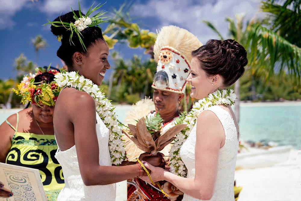 Taha’a, French Polynesia beach drone wedding
