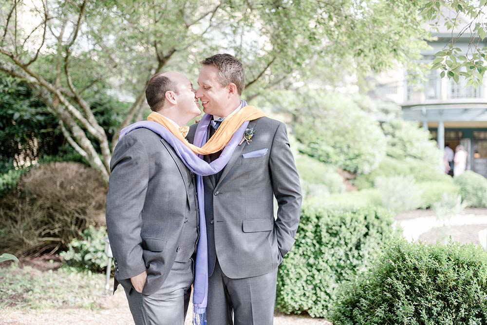 Lavender and orange North Carolina holistic retreat center wedding