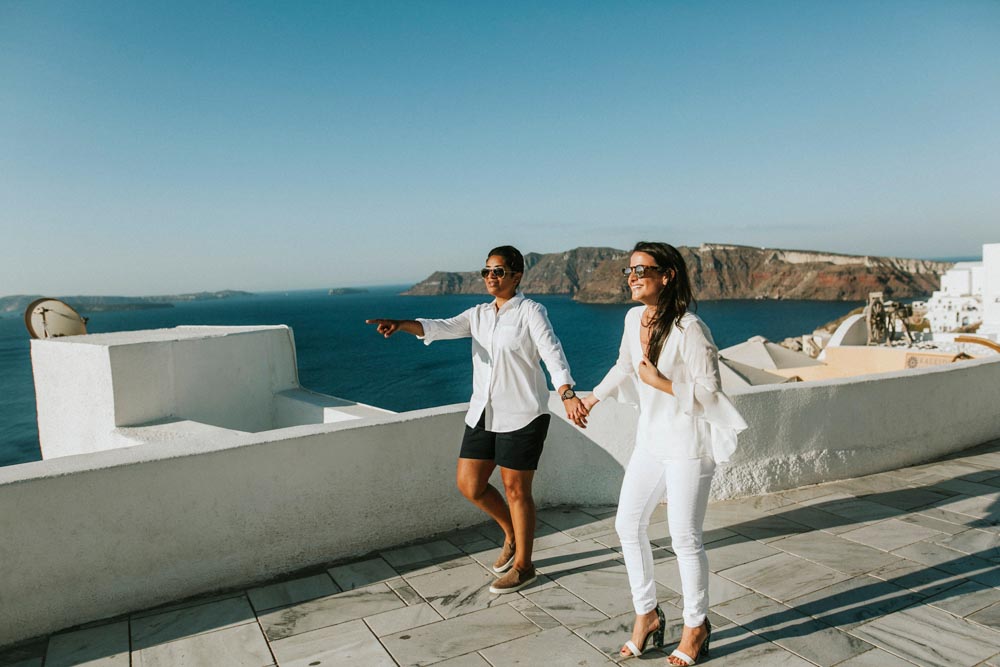 Heta and Courtney's gay engagement photo session in Santorini, Greece