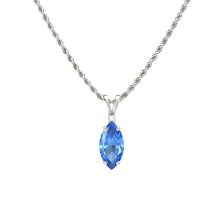 Marquise-cut blue topaz solitaire pendant with aquamarine accent (12mm gem) necklace | As shown: $488 (was $610)