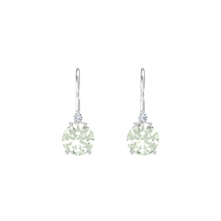 Brilliant Solitaire Earrings with round green amethyst and sterling silver | As shown: $268 (was $335)