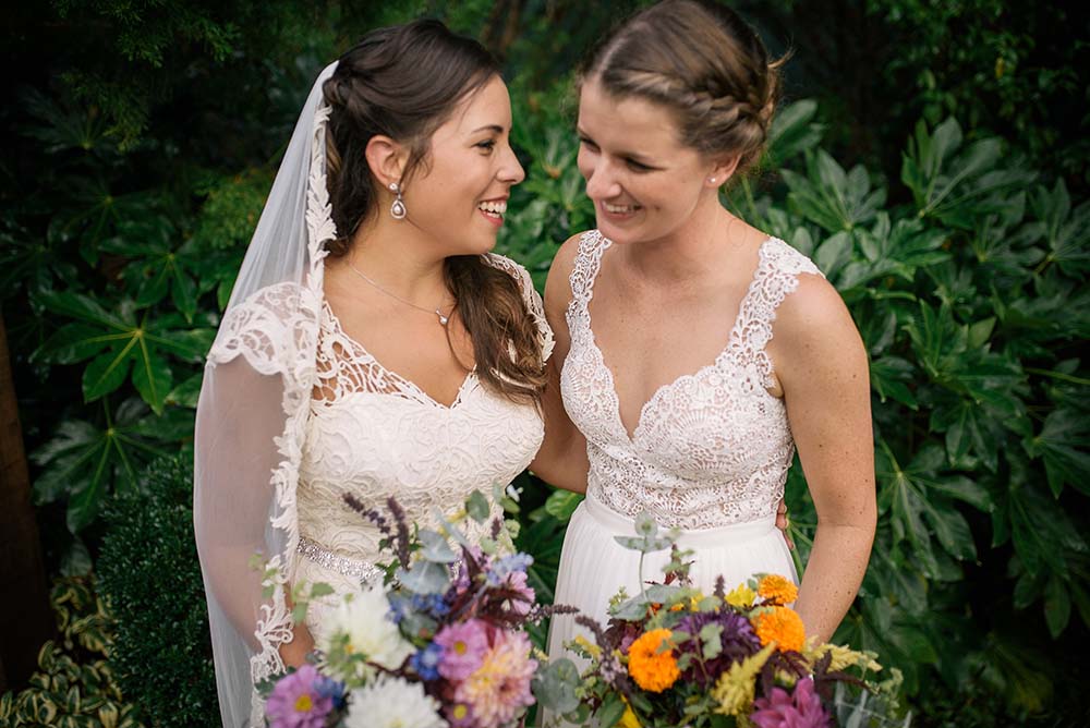and Eliza brought their farm to their wedding for their North Carolina lesb...