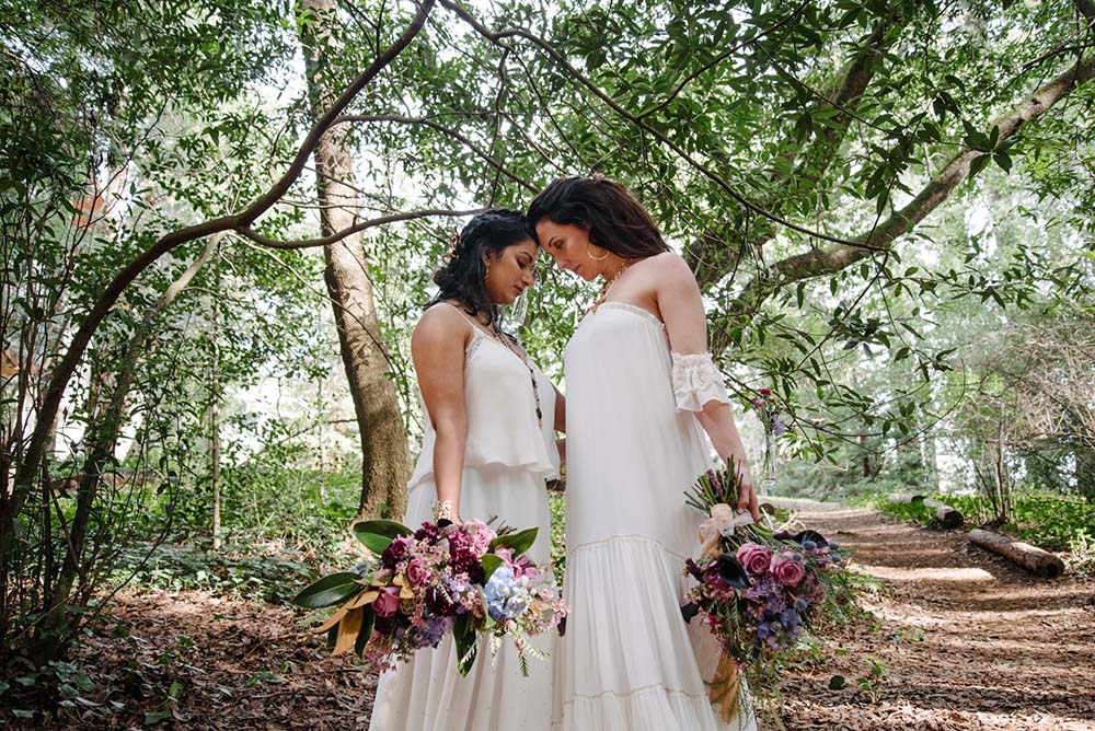 Redwood Forest fairy tale lesbian wedding inspiration