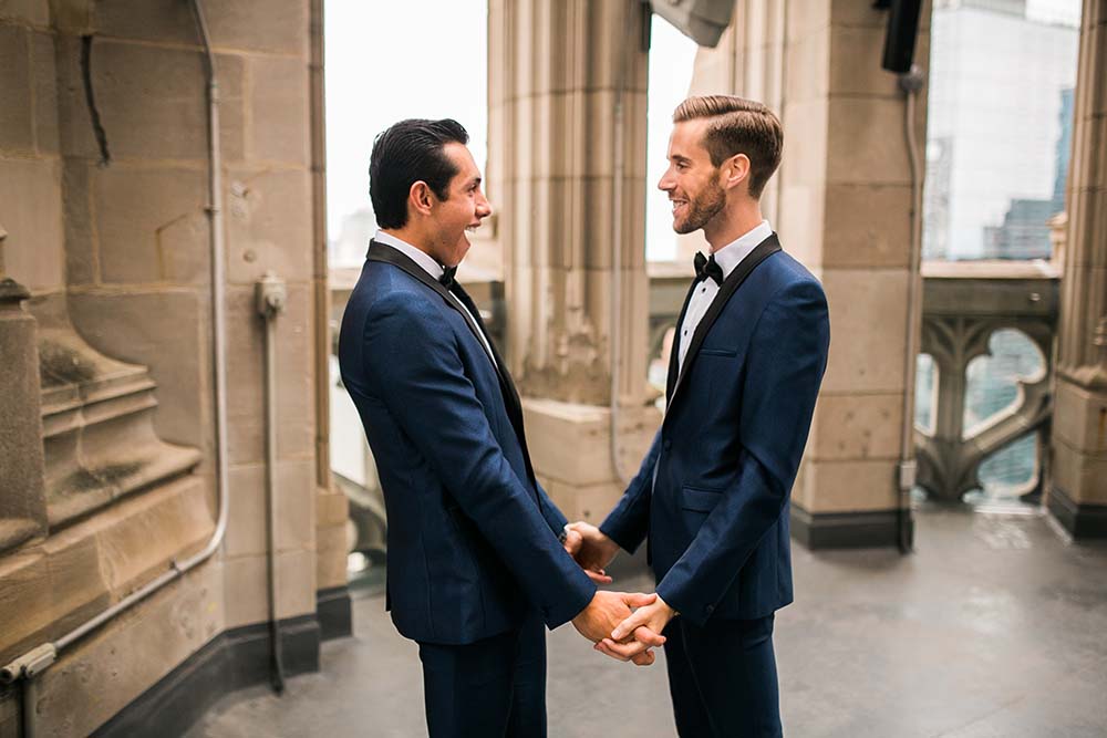 Chicago rooftop gay wedding