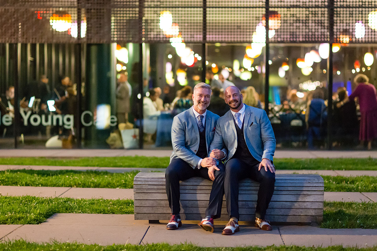 Artistic Wedding in the DeYoung Museum in San Francisco, California two grooms