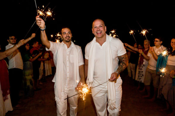 Gay wedding in Puerto Vallarta, Mexico sparklers