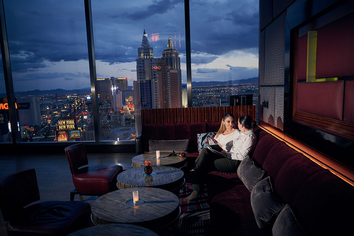 Luxury lesbian proposal at Mandarin Oriental, Las Vegas skyline city