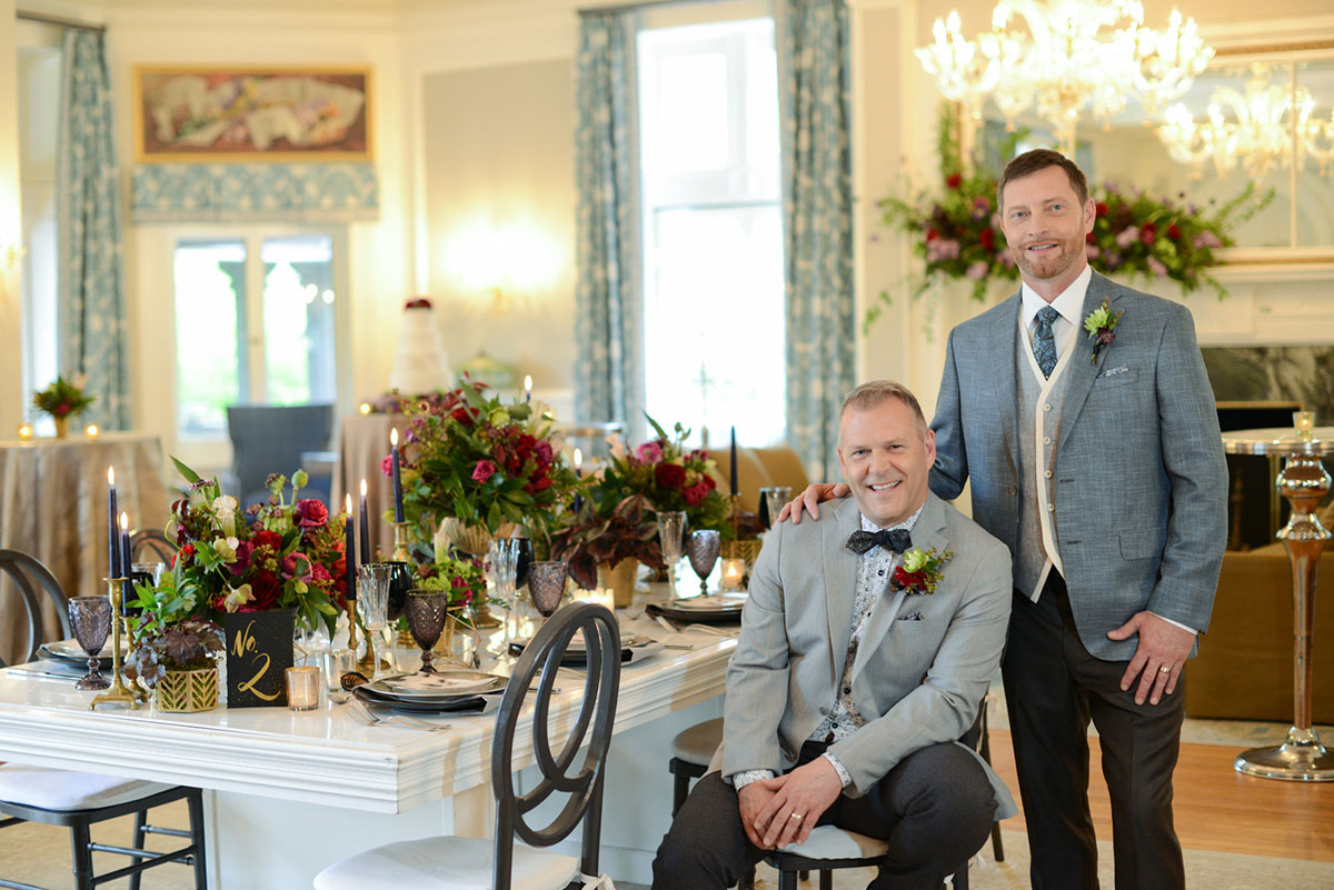 Modern gay wedding at Blantyre in the Berkshires lavish