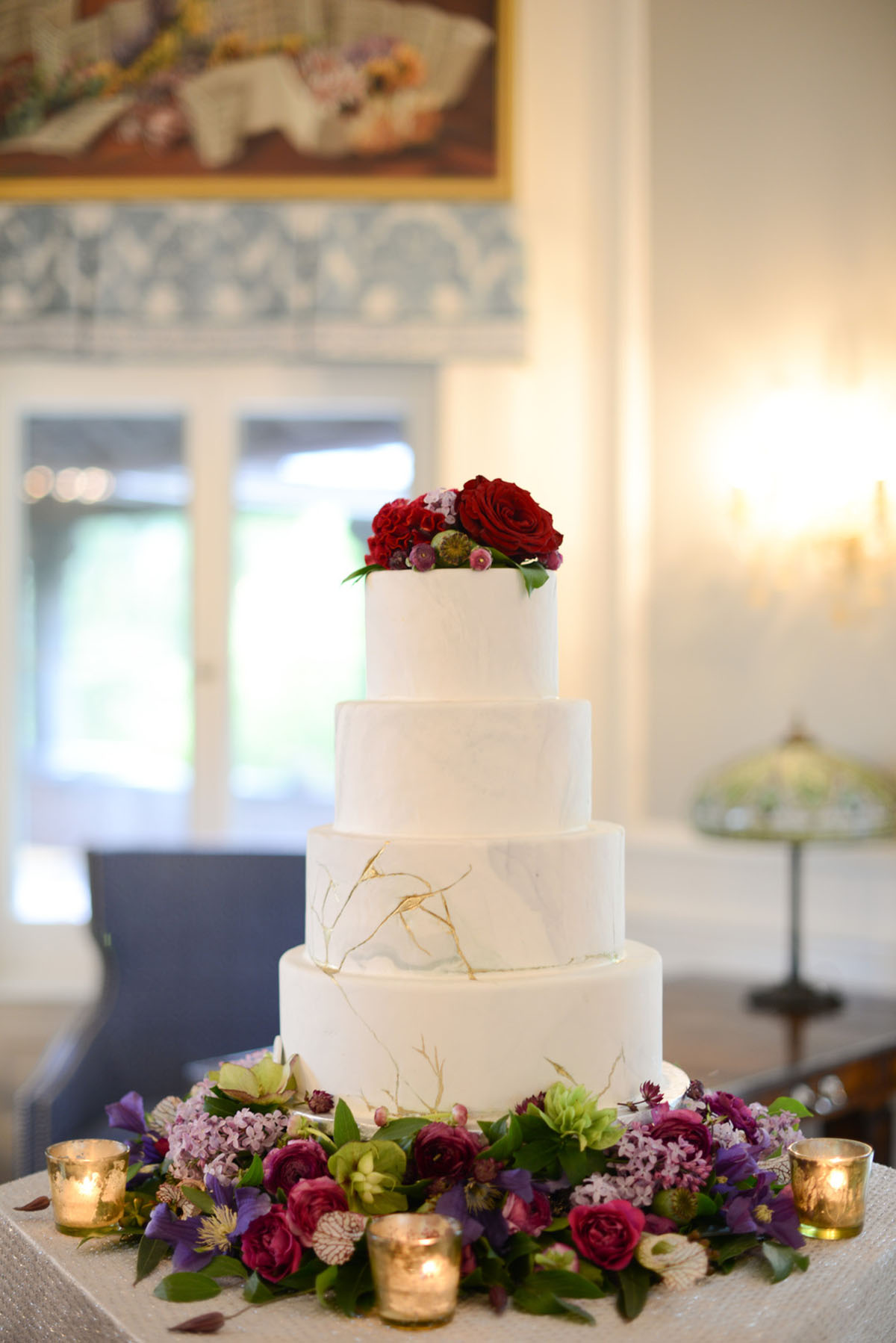 Modern gay wedding at Blantyre in the Berkshires cake