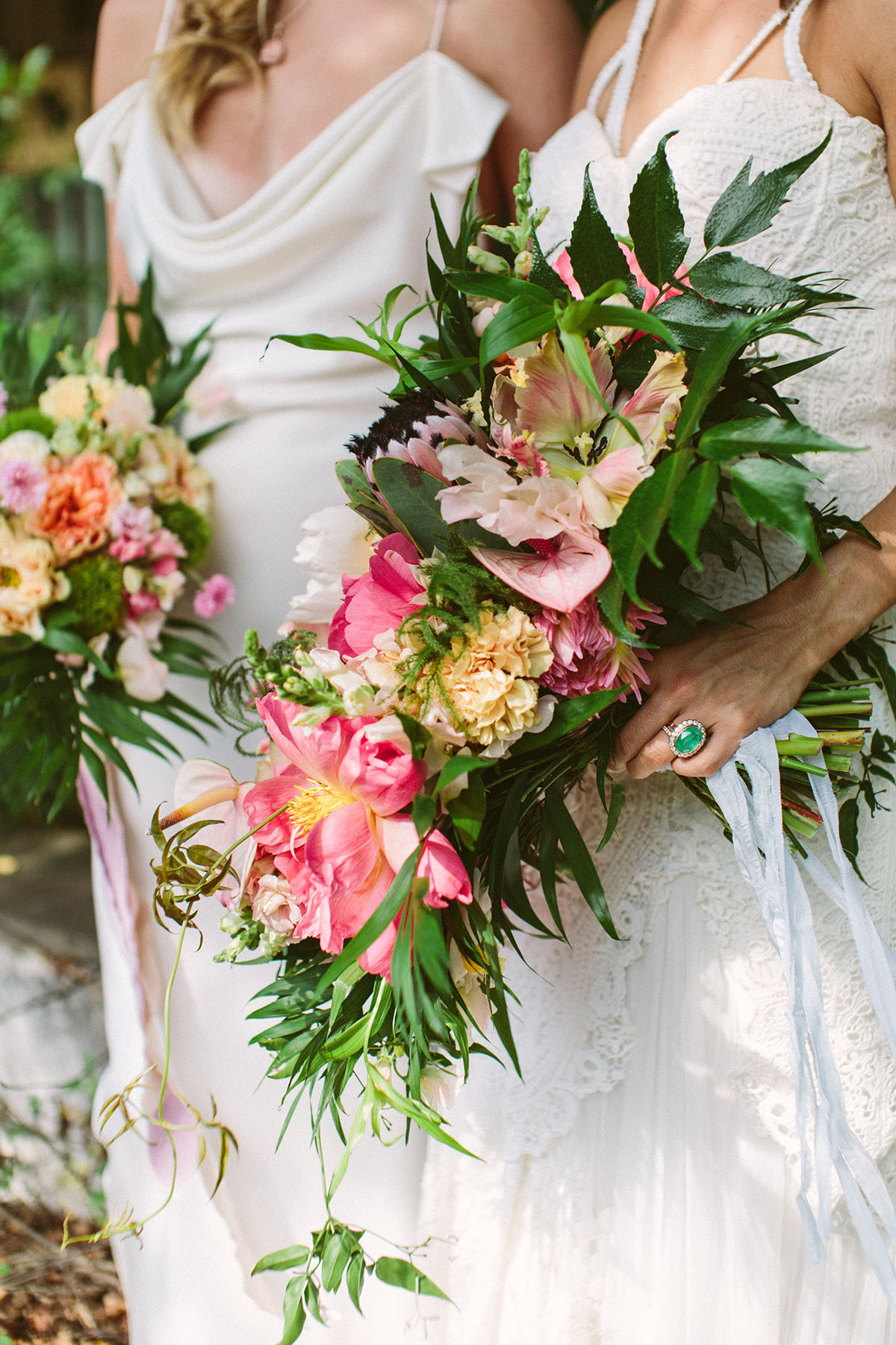 Tropical boho wedding photo shoot flowers