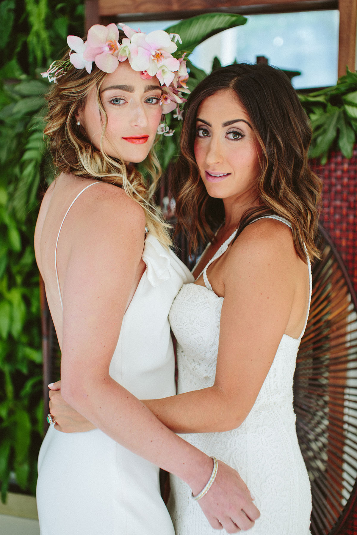Tropical boho wedding photo shoot two brides