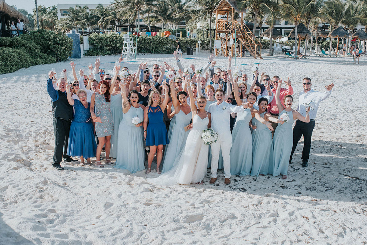Cancun resort lesbian destination beach wedding Rachel Campbell Equally Wed wedding party