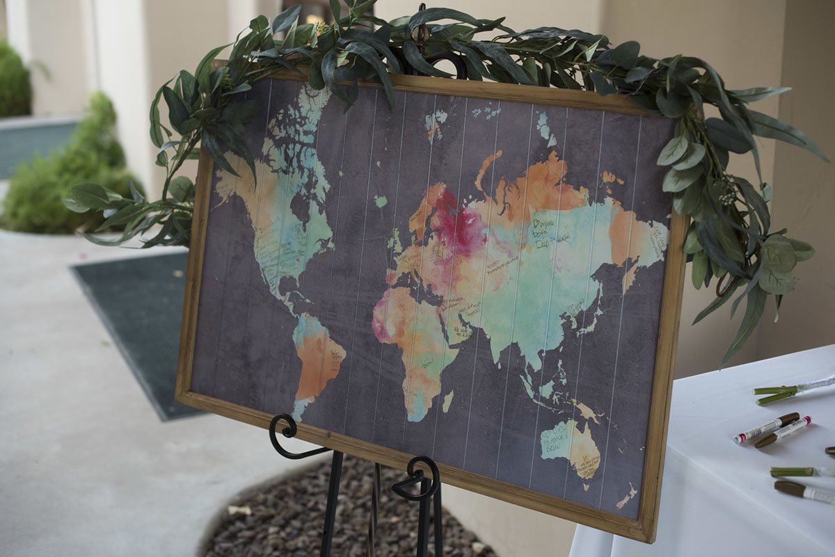 Colorful, sophisticated Latin wedding in Phoenix, Arizona map of the world