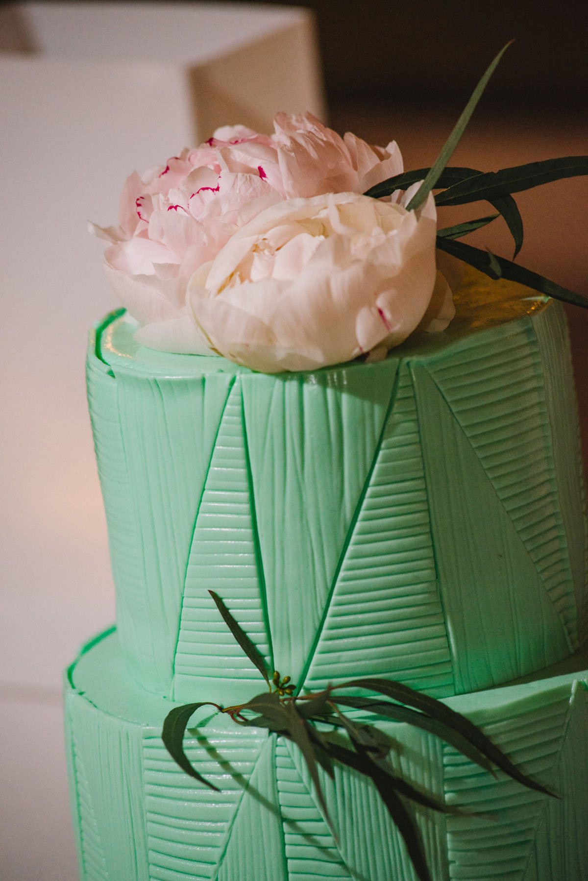 Intimate Florida Keys tropical wedding green floral cake flowers