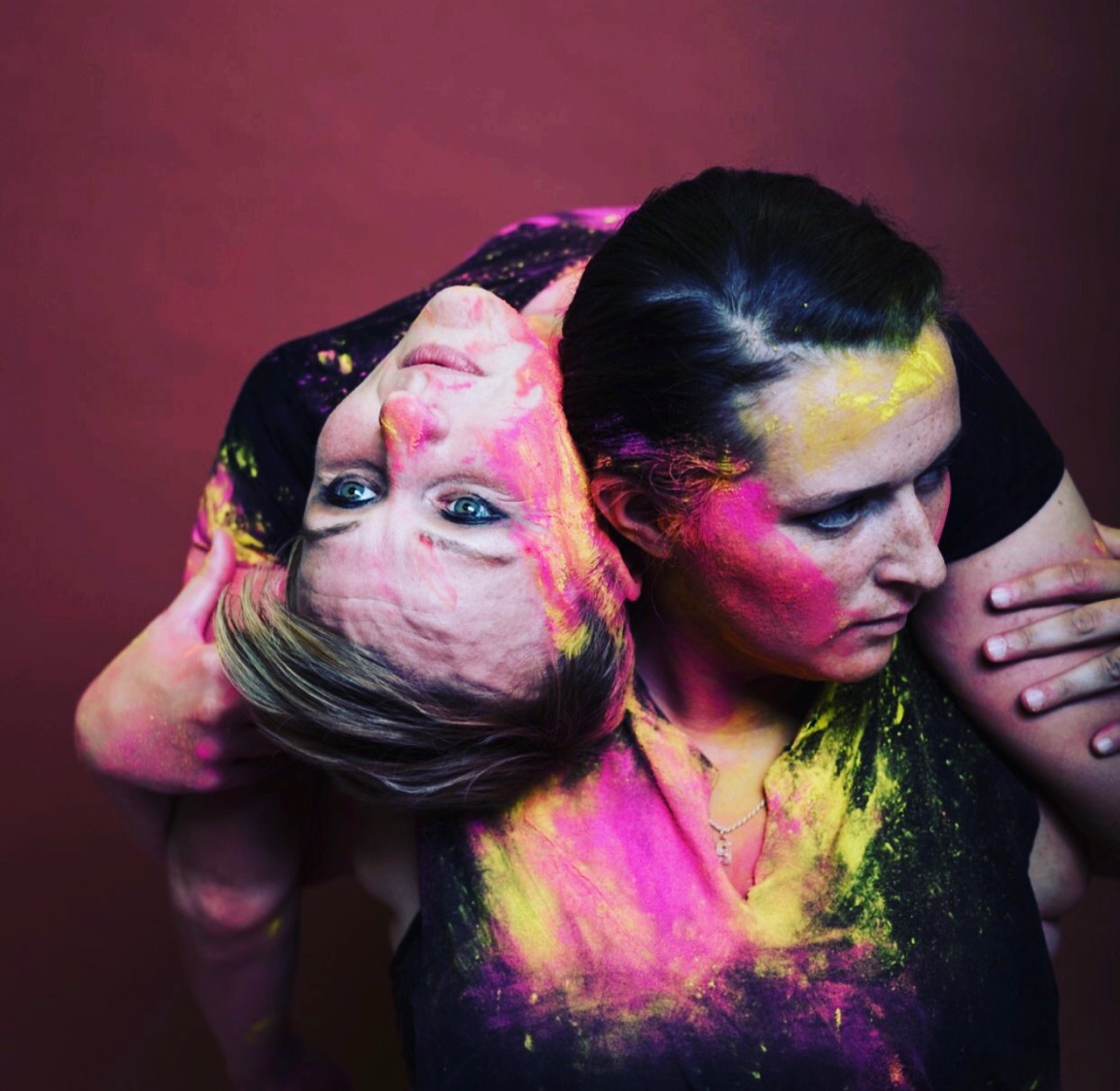 P!nk inspired colorful engagement session with body paint